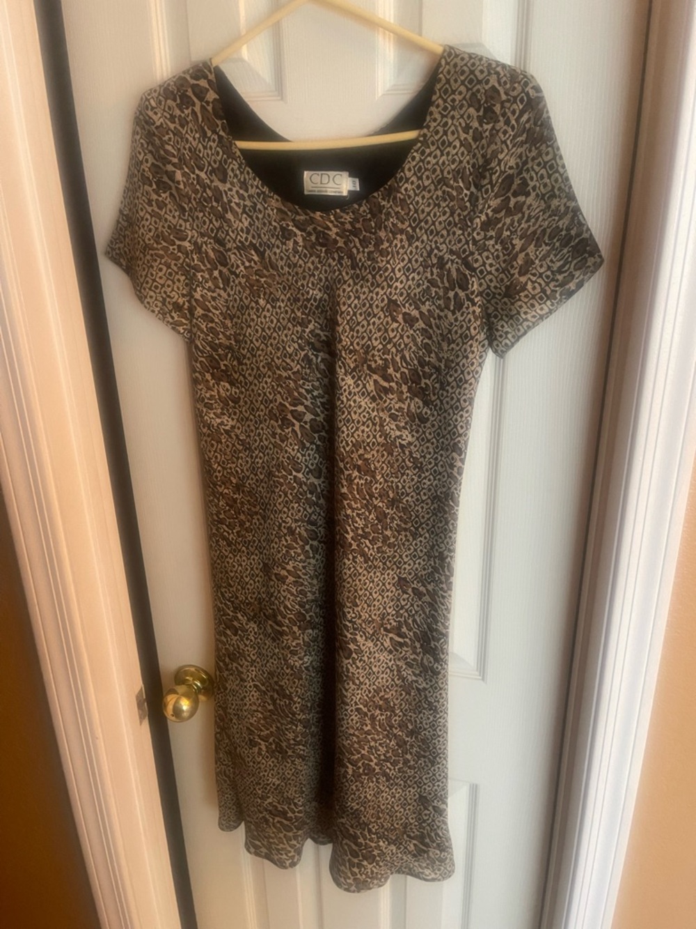 CDC Brown & Black Patterned Midi Dress